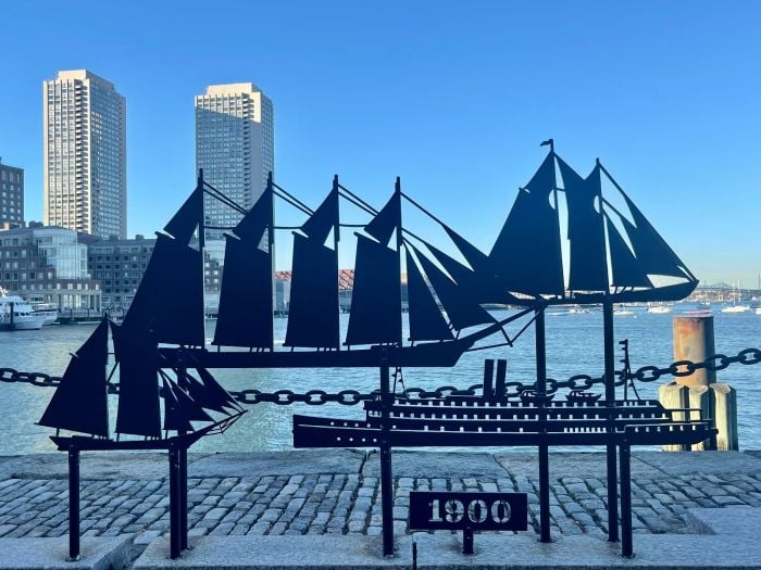 boston seaport harbor walk silhouette