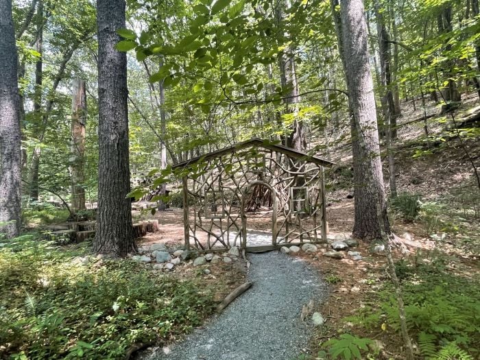 garden in the woods native plant trust family play area