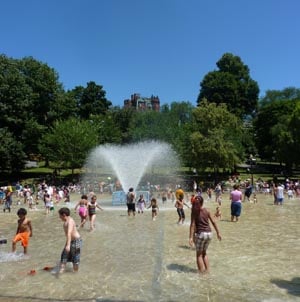 frog pond spray pool  fountain photo