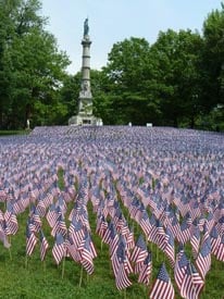 garden of flags for military heroes on the boston common 2023 photo