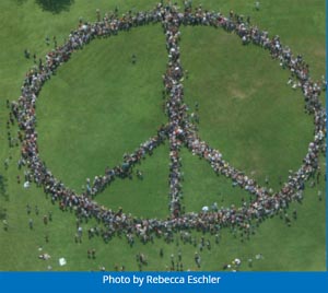 world's largest human peace sign photo