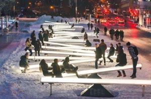 fifteen glowing musical seesaws at seaport common photo