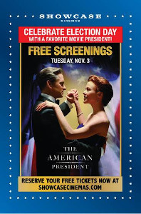 showcase cinemas free election day screenings of the american president' photo
