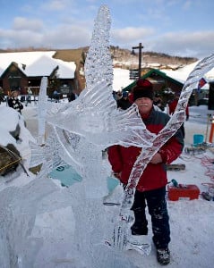 live ice sculpture carving at worcester art museum photo