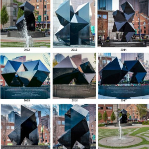 annual reconfiguration of the abstract sculpture at armenian heritage park photo