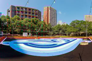 rollerama pop up roller rink in kendall square photo